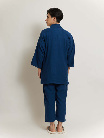 Unisex Samue Cotton Gauze Pajama Set in Indigo