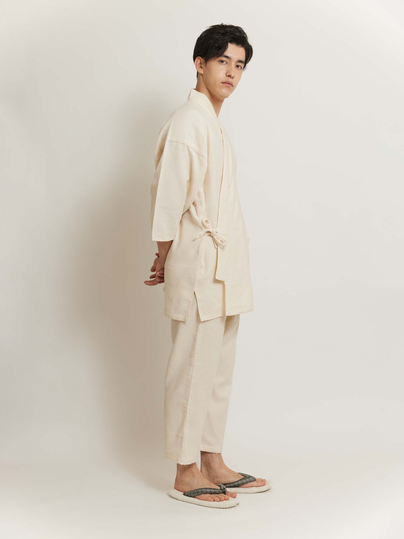 Unisex Samue Cotton Gauze Pajama Set in Ivory