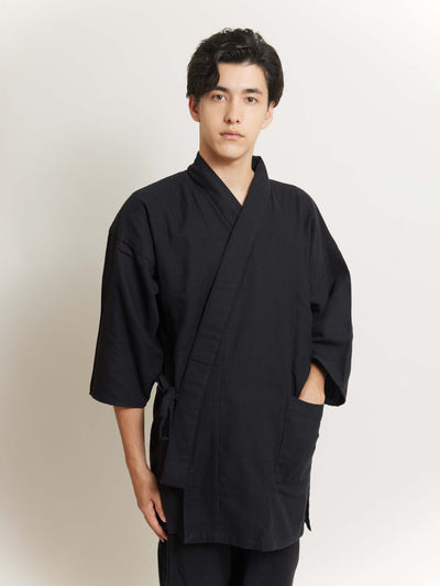 Unisex Samue Cotton Gauze Pajama Set in Black