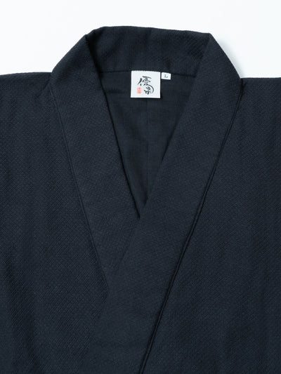 Unisex Samue Cotton Gauze Pajama Set in Black Collar