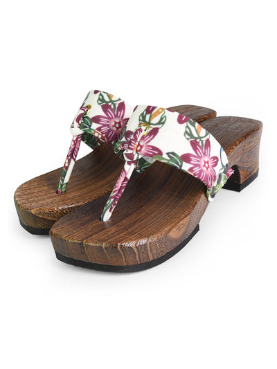 Bingata Wooden Geta Sandals in Passion Flower