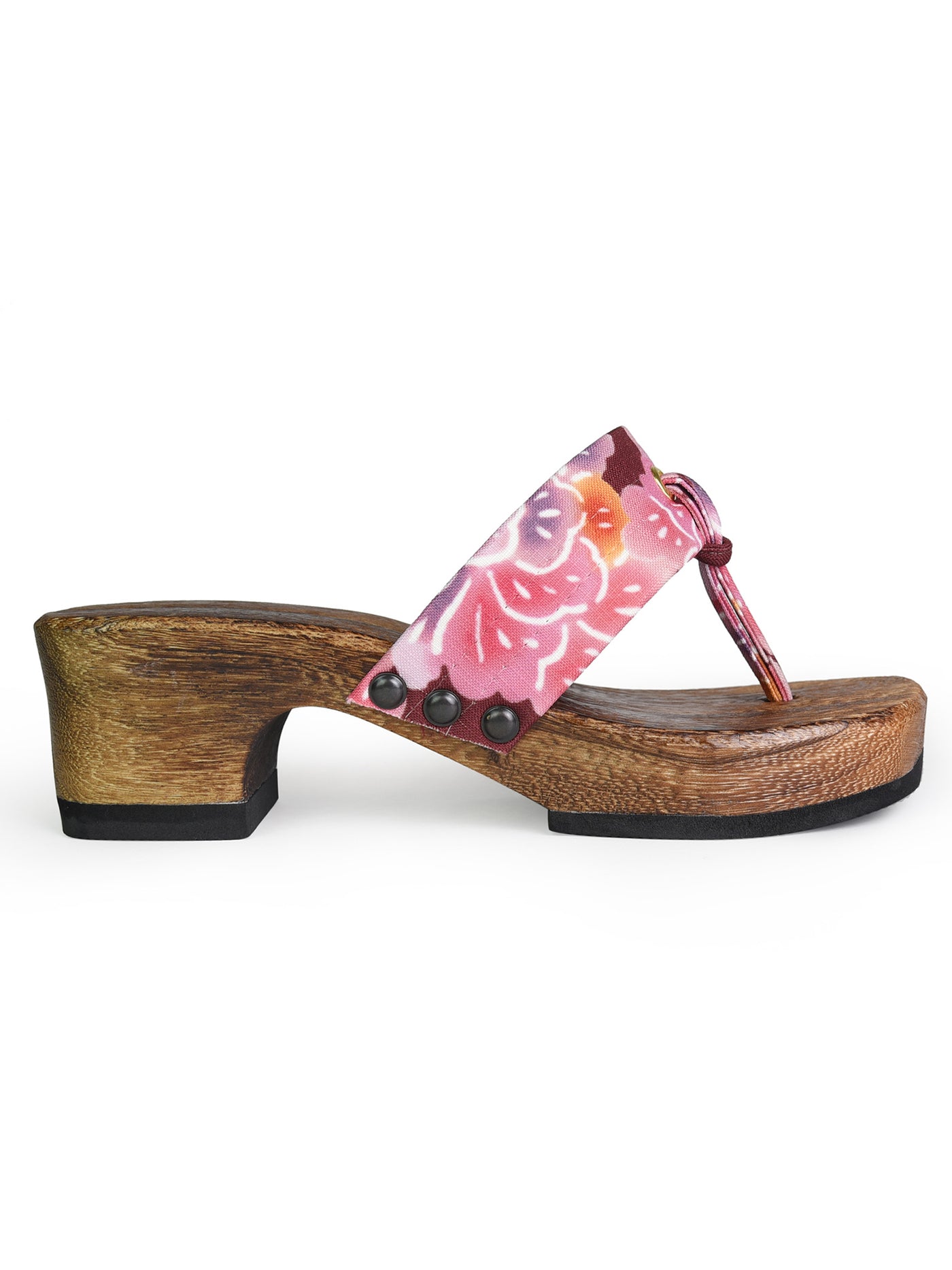 Bingata Wooden Geta Sandals in Rouge