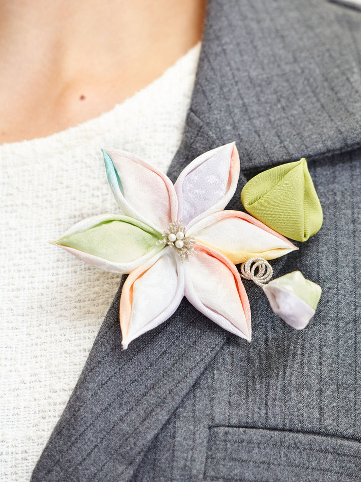 Clematis Kanzashi Silk Hair Clip/Brooch | Japan Objects Store