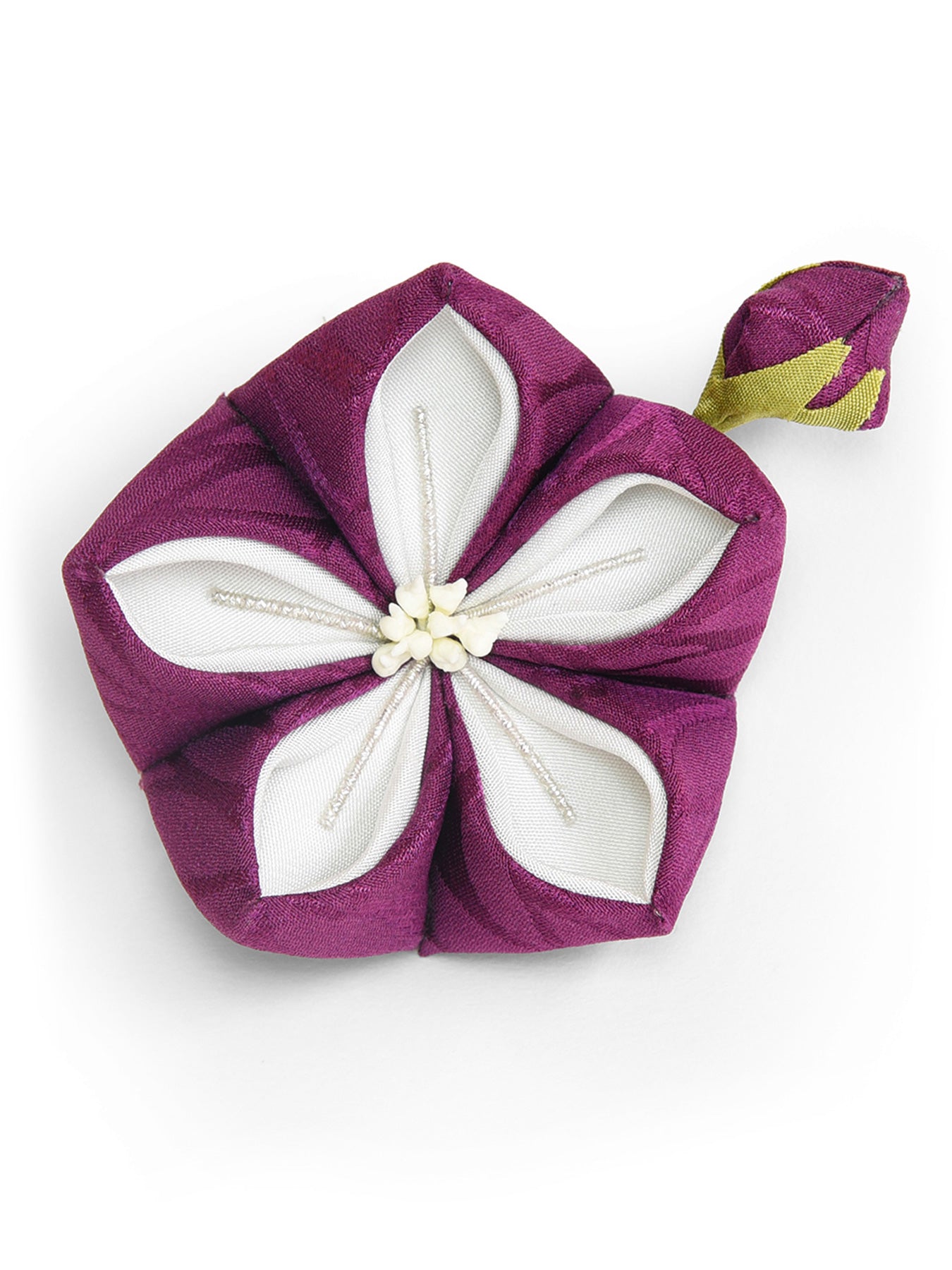 Bellflower Kanzashi Silk Hair Clip/Brooch in Purple