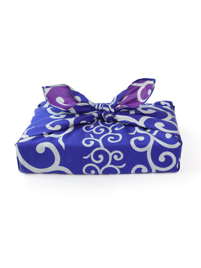 Blue Karakusa Reversible Furoshiki Gift Wrapping