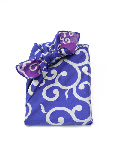 Blue Karakusa Reversible Furoshiki Gift Wrapping