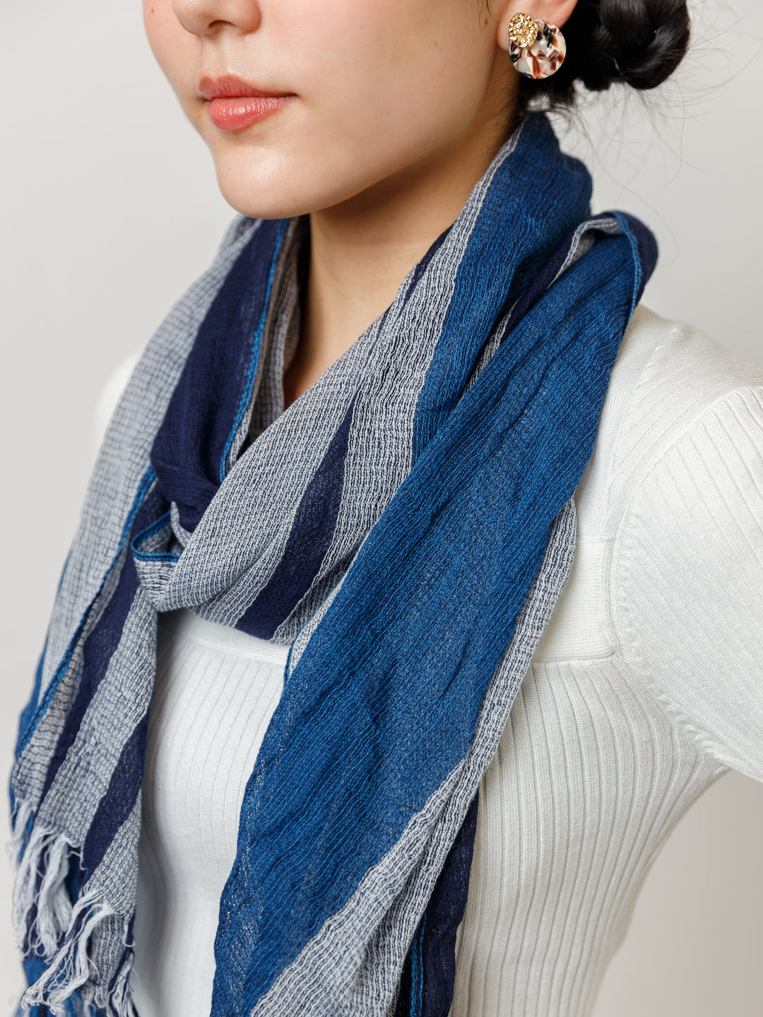 004 - Natural Indigo outlet Shibori Shawl & Scarf