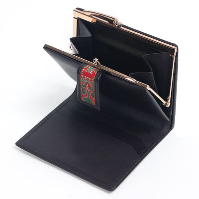 Enmon Silk Brocade Leather Clasp Wallet Interior