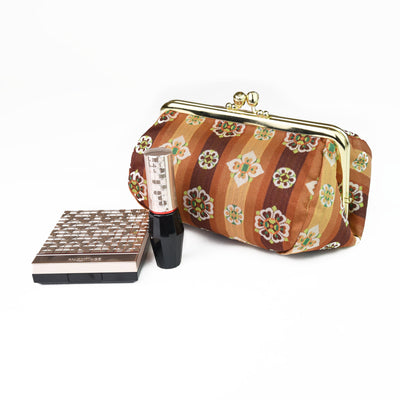 Tempyo Silk Brocade Travel Makeup Bag with Cosmetics
