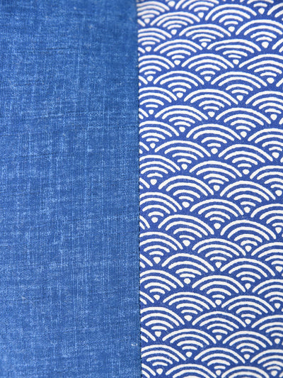 Seigaiha Blue Ojami Zabuton Cushion Cotton Fabric