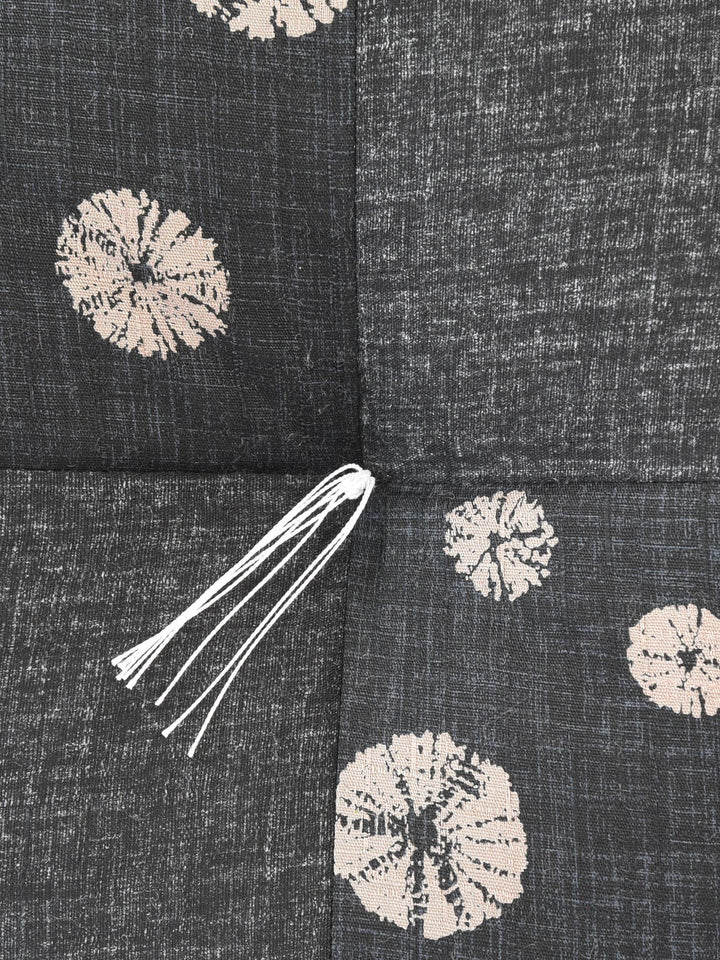 Shibori Black Ojami Zafu Cushion | Japan Objects Store