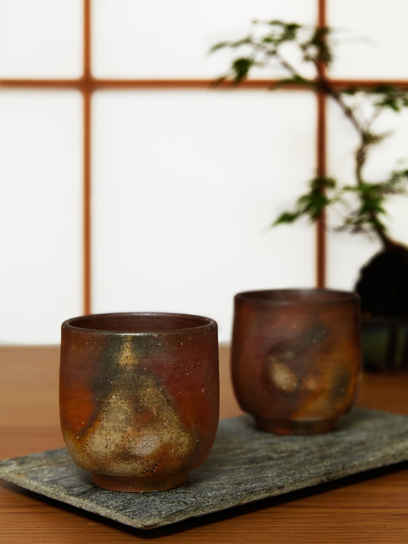 Sangiri Bizen Ware Yunomi Teacup Set by Hozan (7½ fl.oz/220ml)