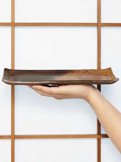 Long Bizen Ware Sushi Platter by Hozan (11"/27cm)