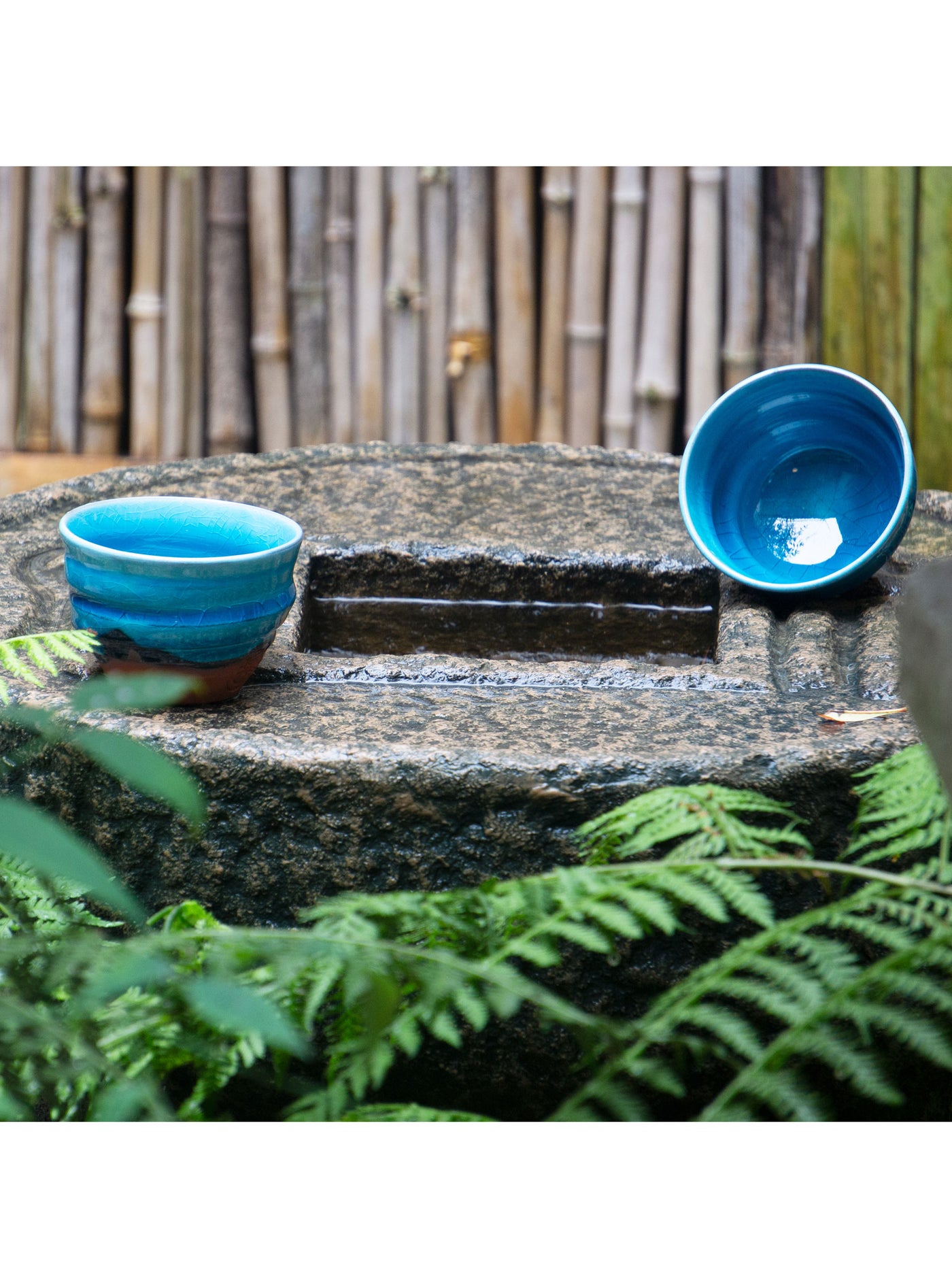 Ku Blue Kyoto Ware Teacup Set by Ninshu (7fl.oz/200ml)