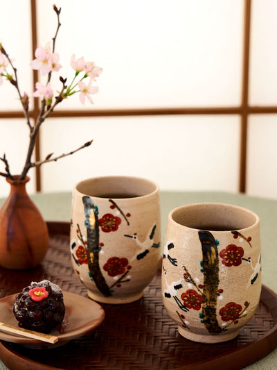 Crane Kyoto Ware Yunomi Teacup Set by Kitaya (6fl.oz/170ml)