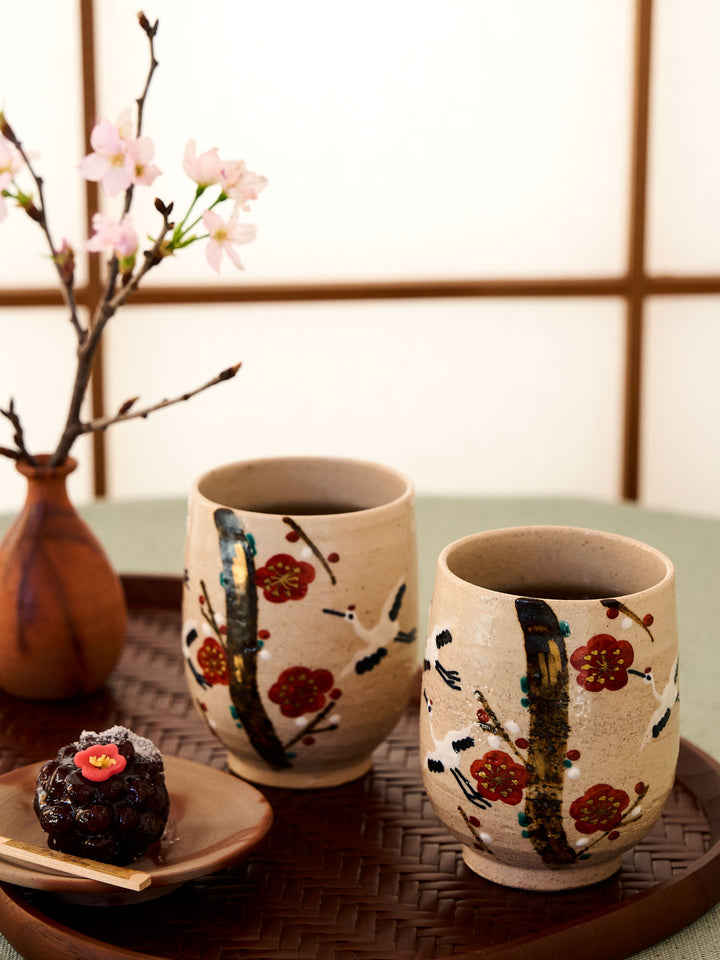 Crane Kyoto Ware Yunomi Teacup Set by Kitaya | Japan Objects Store