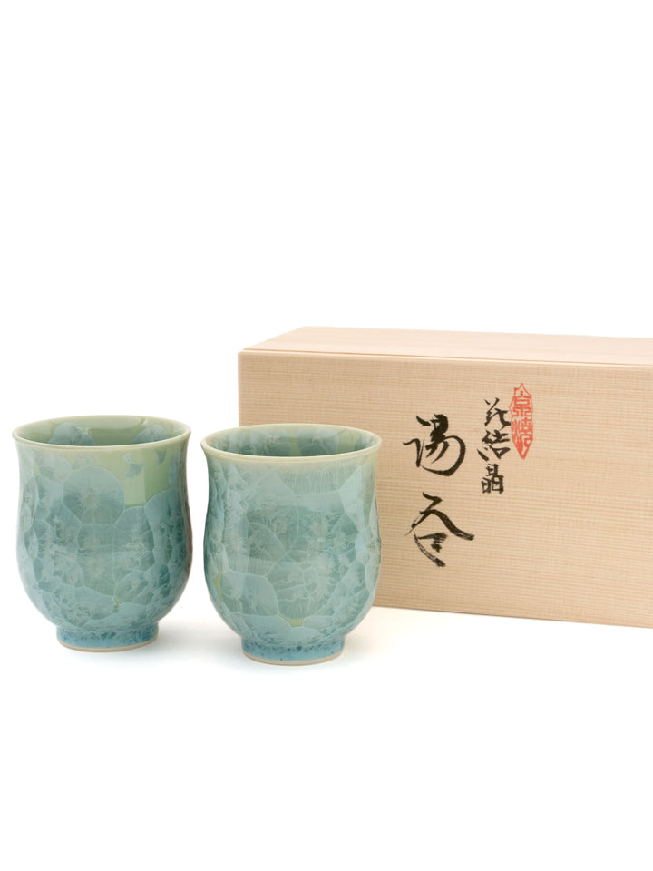 Green Crystal Kyoto Ware Yunomi Teacup Set by Touan | Japan