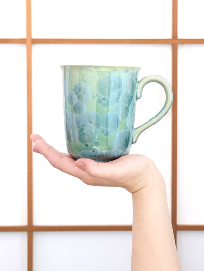 Green Crystal Kyoto Ware Large Coffee Mug by Touan (17fl.oz/500ml)