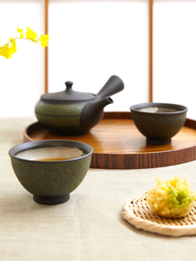 Green Tokoname Japanese Teapot Set by Ukou (12oz/360ml)
