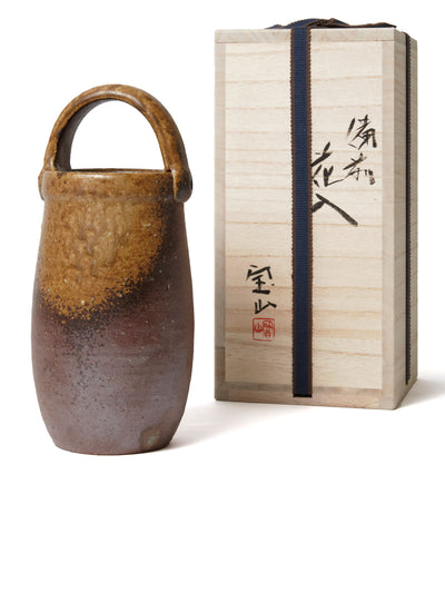 Bizen Ware Japanese Vase with Handle by Hozan