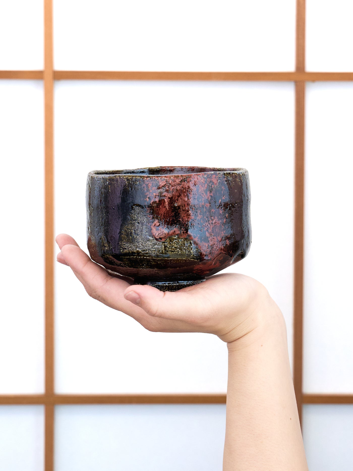 Black Raku Pottery Chawan Matcha Bowl by Shuraku