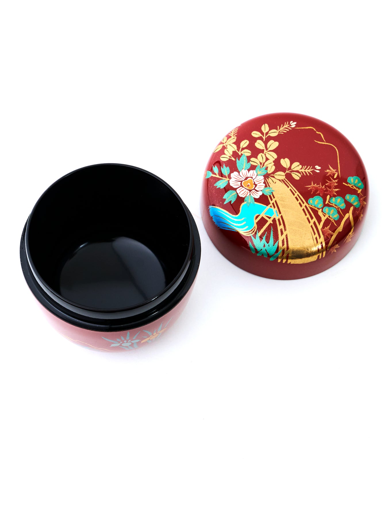 Red Lacquer Garden Matcha Tea Caddy | Japan Objects Store