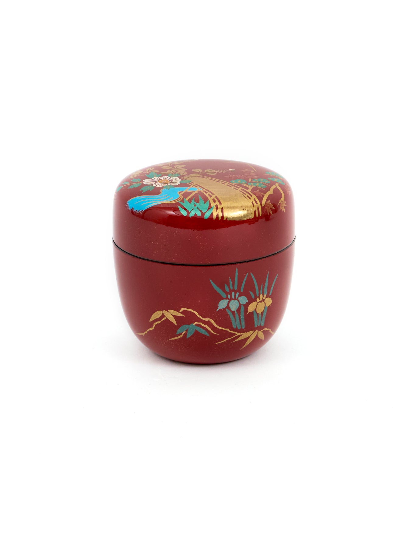 Red Lacquer Garden Matcha Tea Caddy | Japan Objects Store