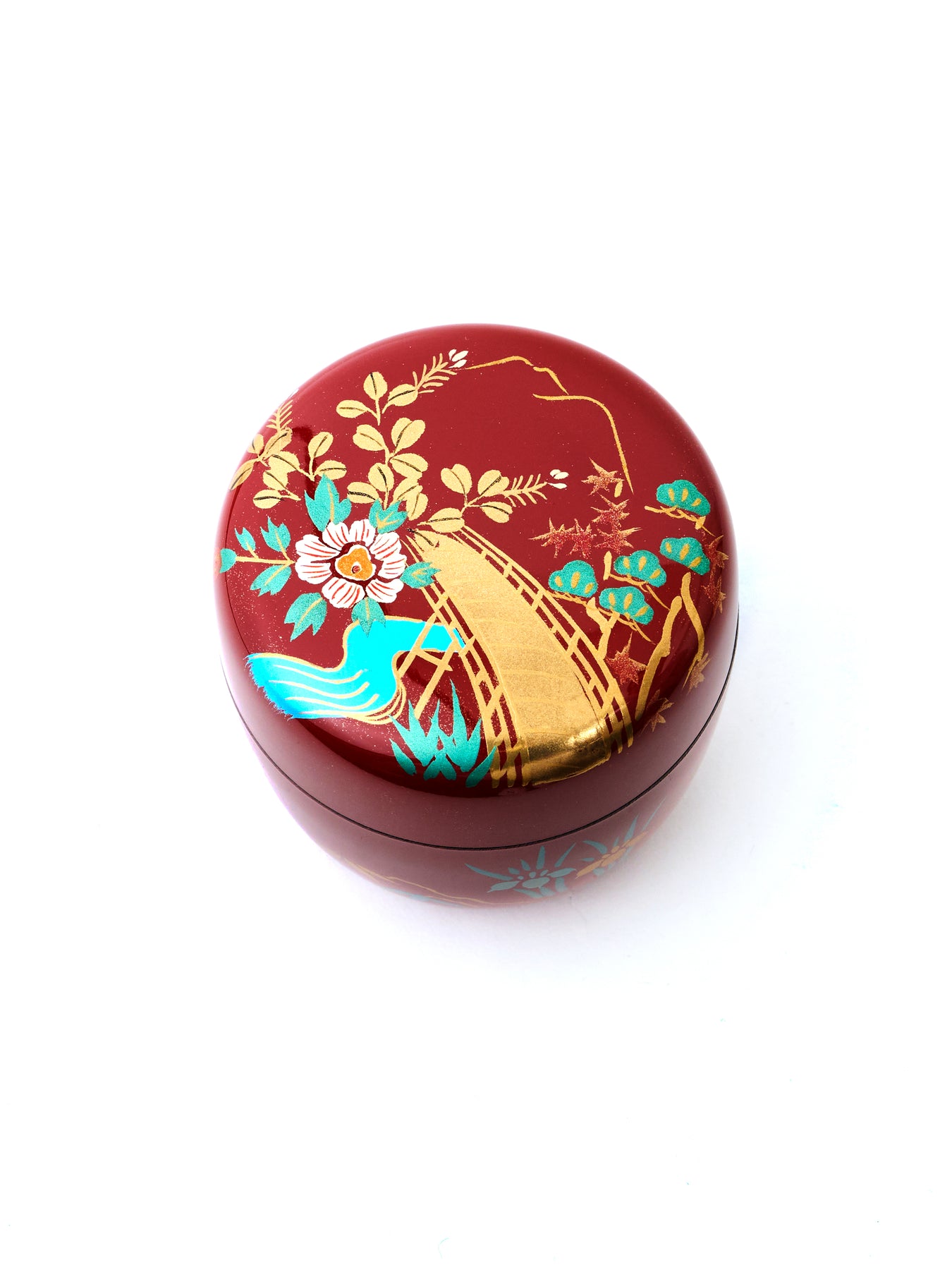 Red Lacquer Garden Matcha Tea Caddy | Japan Objects Store