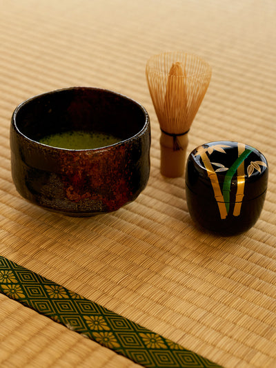 Black Lacquer Bamboo Matcha Tea Caddy