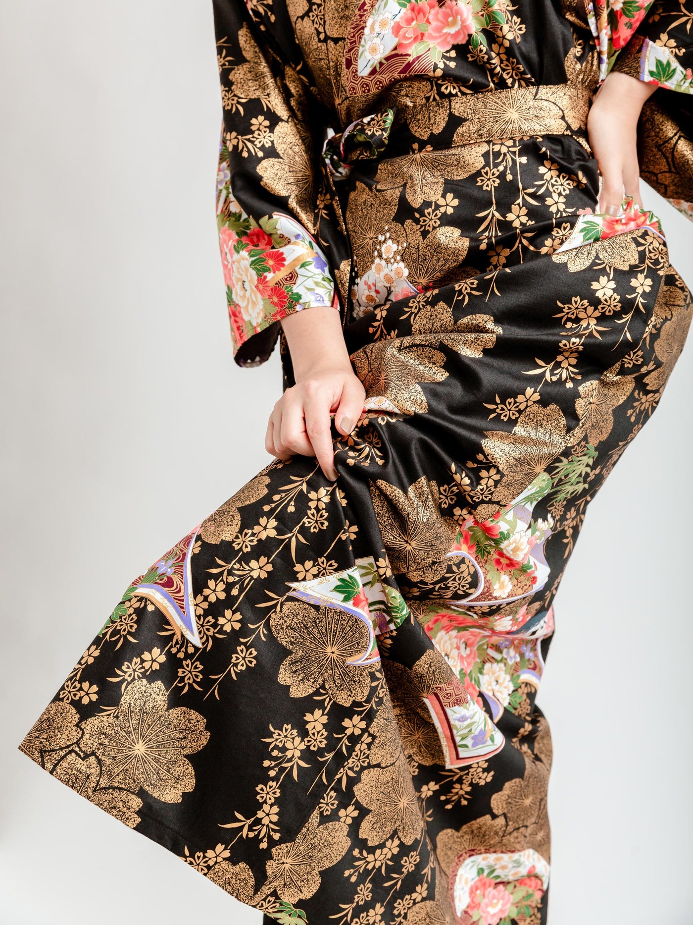 Japanese Gold Long Kimono Robe Bottom