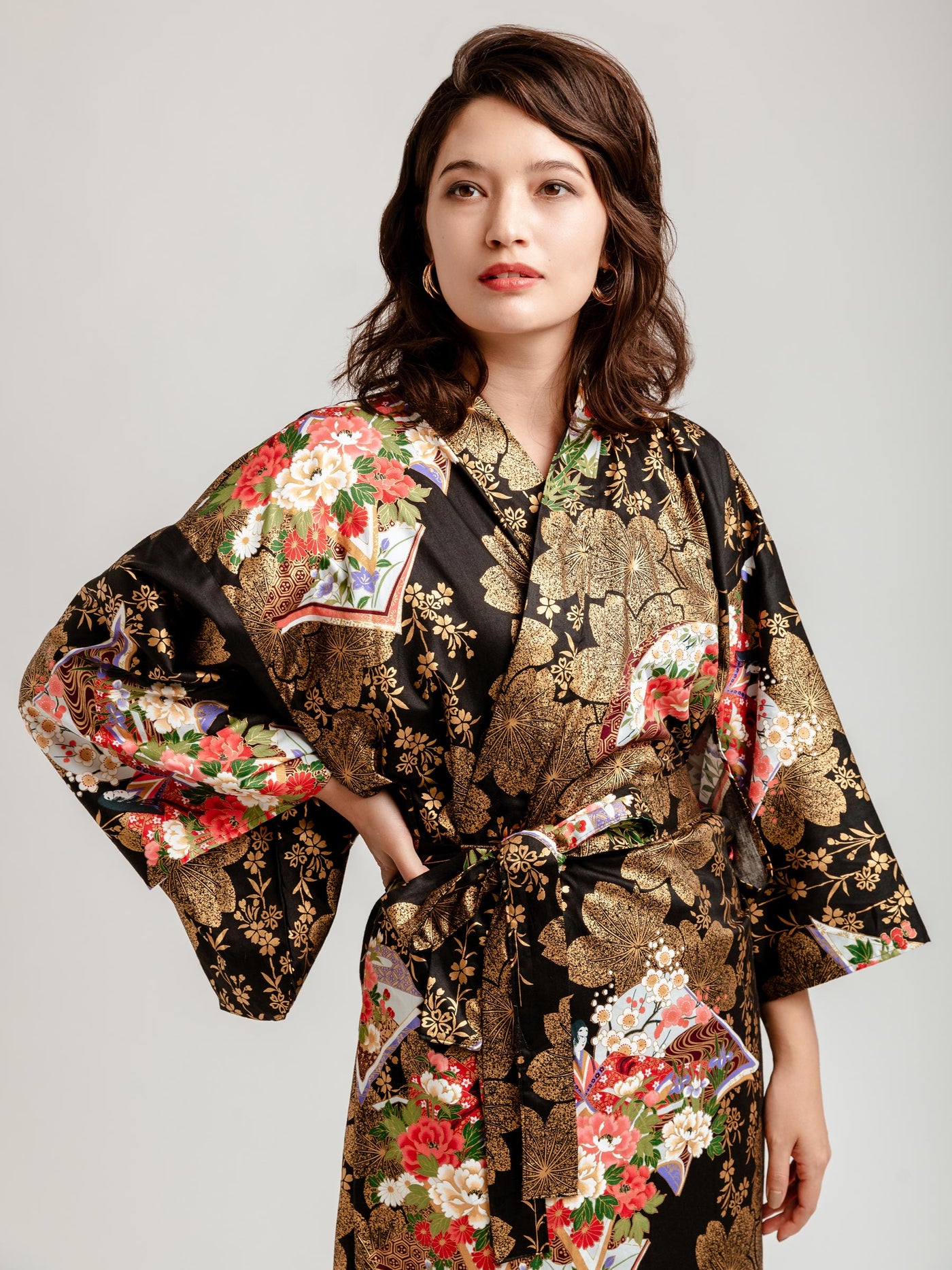 Japanese Gold Long Kimono Robe | Japan Objects Store