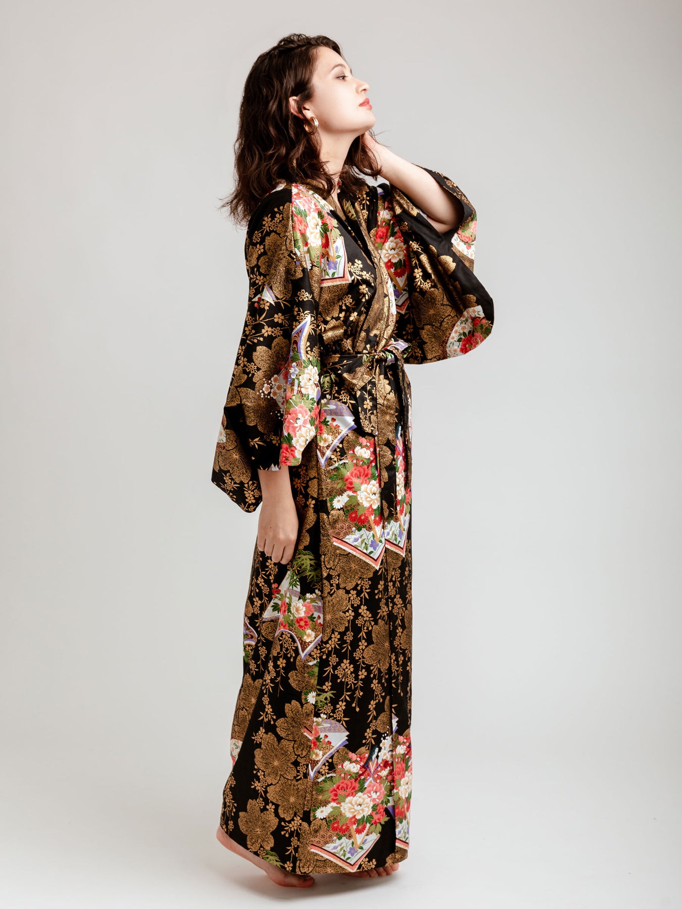 Japanese Gold Long Kimono Robe | Japan Objects Store