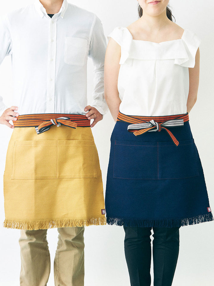 Short Japanese Maekake Apron in Indigo | Japan Objects Store